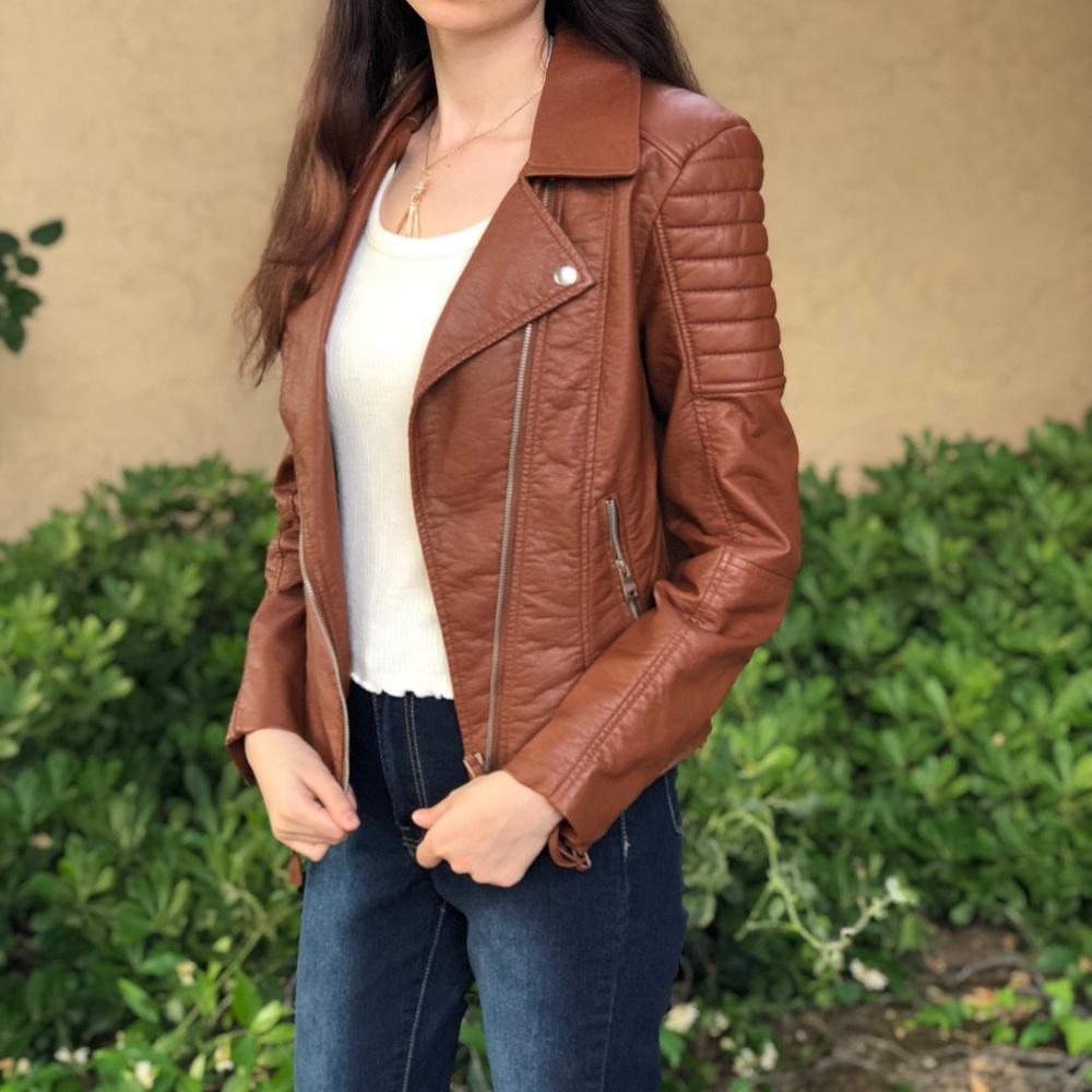 forever 21 brown leather jacket